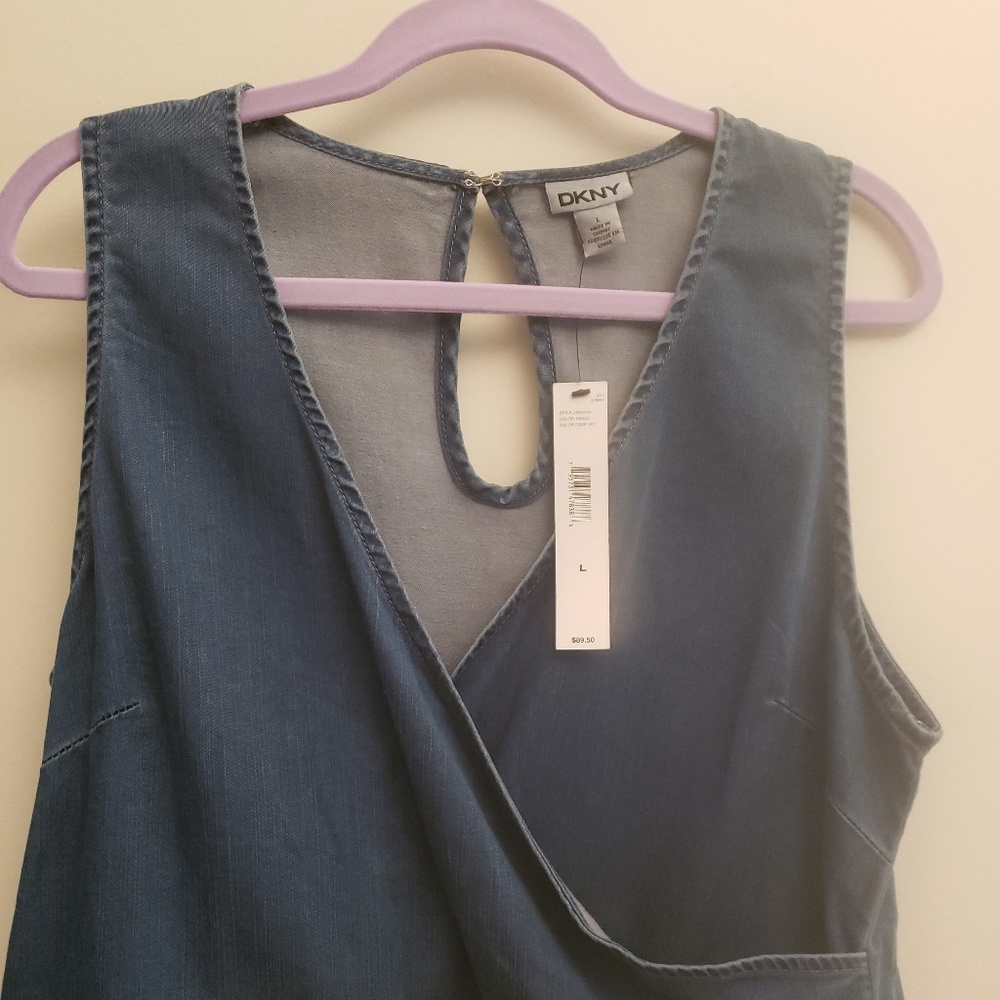 NWT DKNY Denim Sleeveless Top L